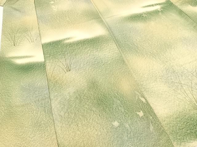 平和屋着物▽上質な小紋 単衣 作家物 草花文 暈し染め 正絹 逸品 BAAT9116yc