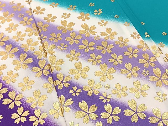 平和屋着物▽訪問着 単衣 桜斜線文 金彩 洗える着物 BAAT9121yc