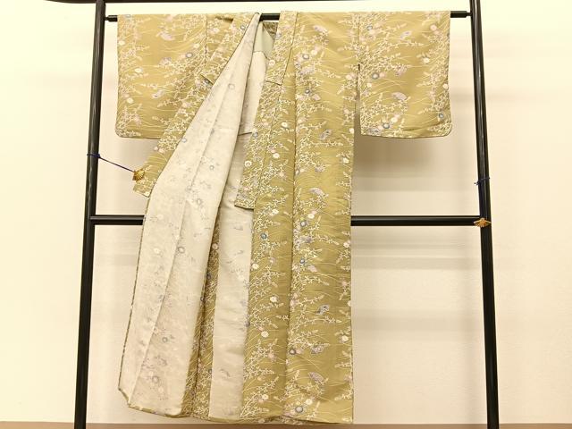 平和屋着物▽上質な小紋 単衣 地紙花文 正絹 逸品 BAAT9125yc