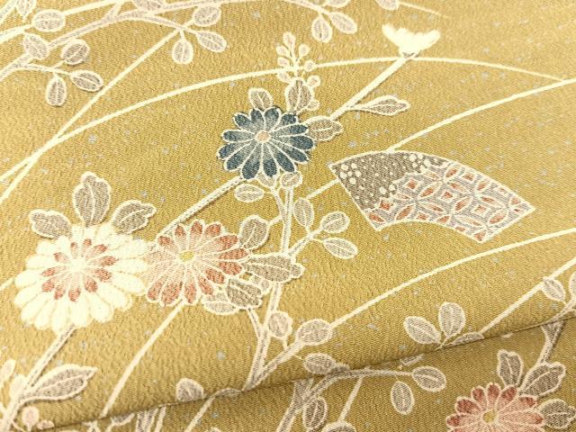 平和屋着物▽上質な小紋 単衣 地紙花文 正絹 逸品 BAAT9125yc