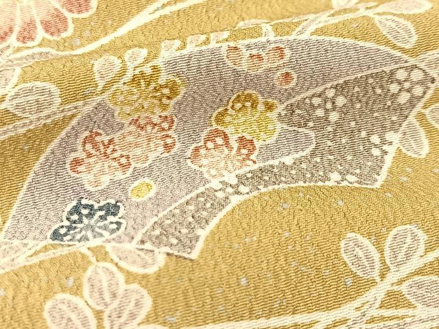 平和屋着物▽上質な小紋 単衣 地紙花文 正絹 逸品 BAAT9125yc