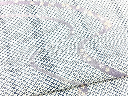 平和屋着物▽小紋 単衣 流線花文 洗える着物 BAAT9130yc