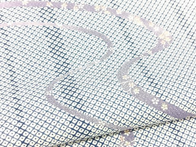 平和屋着物▽小紋 単衣 流線花文 洗える着物 BAAT9130yc