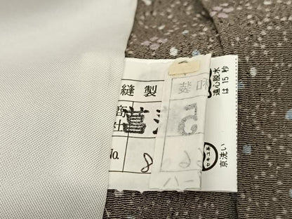 平和屋着物▽小紋 単衣 道長花唐草文 黒地 洗える着物 BAAT9133yc