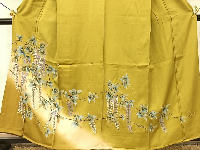 平和屋着物▽訪問着 単衣 駒刺繍 藤花房 暈し染め 銀彩 正絹 逸品 BAAT9135yc