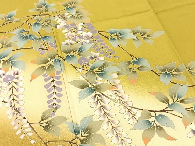 平和屋着物▽訪問着 単衣 駒刺繍 藤花房 暈し染め 銀彩 正絹 逸品 BAAT9135yc