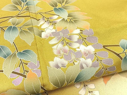 平和屋着物▽訪問着 単衣 駒刺繍 藤花房 暈し染め 銀彩 正絹 逸品 BAAT9135yc