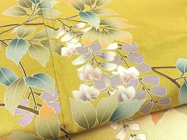 平和屋着物▽訪問着 単衣 駒刺繍 藤花房 暈し染め 銀彩 正絹 逸品 BAAT9135yc
