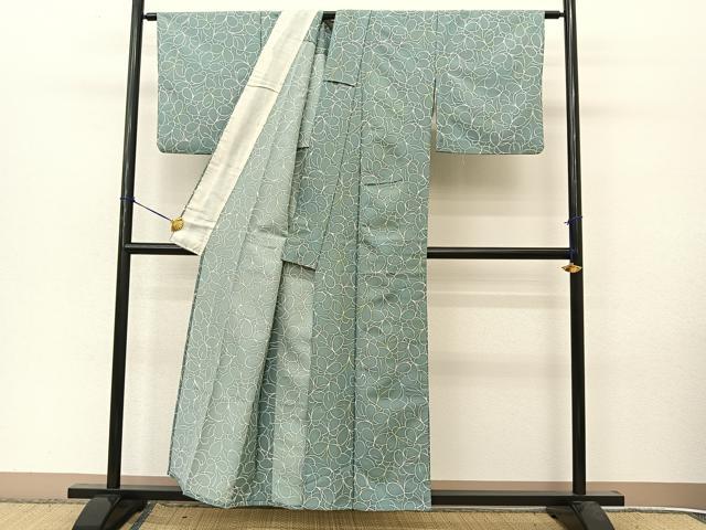 平和屋着物▽小紋　単衣　舞蝶文　洗える着物　BAAT9136yc