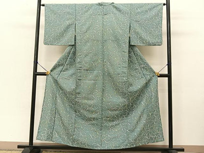 平和屋着物▽小紋　単衣　舞蝶文　洗える着物　BAAT9136yc