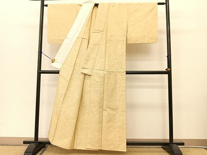平和屋着物▽上質な紬 単衣 霞文 正絹 逸品 BAAT9146yc