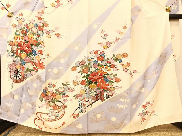 平和屋着物□豪華振袖 絞り 花車文 金彩 正絹 逸品 BAAT9166yc