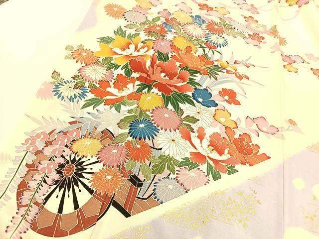 豪華振袖　作家物　絞り　舞花文　暈し染　金彩　着丈167.5cm　正絹 豪華振袖 作家物 絞り 舞花文 暈し染 金彩 着丈167.5cm 正絹