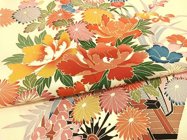 平和屋着物□豪華振袖 絞り 花車文 金彩 正絹 逸品 BAAT9166yc