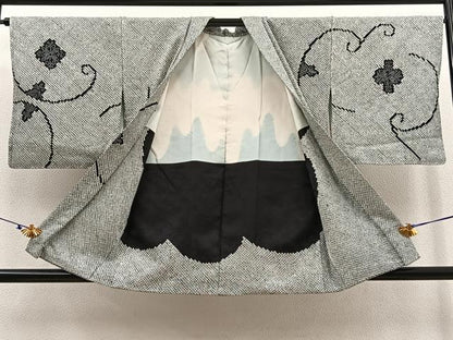 平和屋着物＃羽織　総絞り　花唐草文　黒地　正絹　逸品　未使用　BAAT9241gt