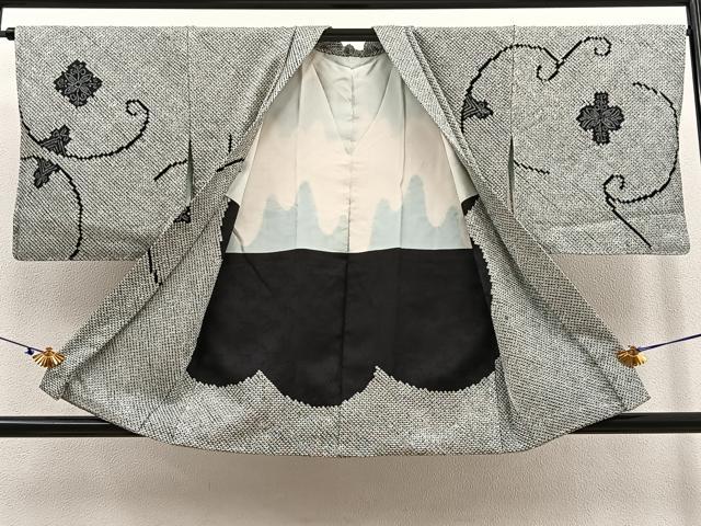 平和屋着物＃羽織　総絞り　花唐草文　黒地　正絹　逸品　未使用　BAAT9241gt