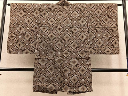 平和屋着物∞アンティーク大島 長羽織 花菱文 正絹 逸品 BAAT9254gt