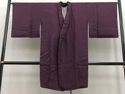 平和屋着物＃道中着 ロング丈 色無地 舞桜地紋 紫紺色 さが美扱い 正絹 逸品 BAAT9259gt