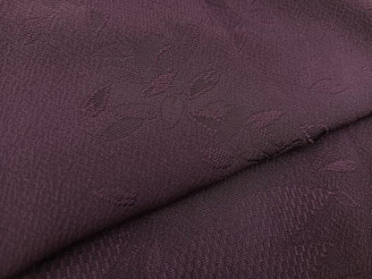 平和屋着物＃道中着 ロング丈 色無地 舞桜地紋 紫紺色 さが美扱い 正絹 逸品 BAAT9259gt