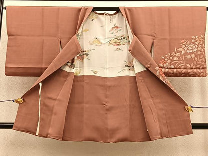 平和屋着物∞道行コート ろうけつ染め 枝花文 正絹 逸品 BAAT9272gt