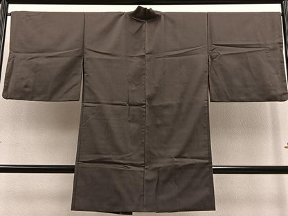 平和屋着物∞男性 長羽織 紬 色無地 樺茶色 正絹 逸品 BAAT9278gt