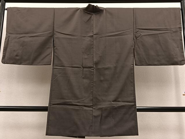 平和屋着物∞男性 長羽織 紬 色無地 樺茶色 正絹 逸品 BAAT9278gt