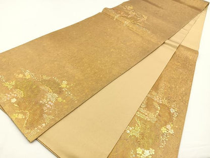 平和屋着物◎太鼓柄袋帯 飛鶴松梅文 金彩 正絹 逸品 BAAT9656hj