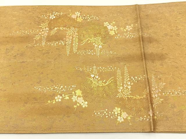 平和屋着物◎太鼓柄袋帯 飛鶴松梅文 金彩 正絹 逸品 BAAT9656hj