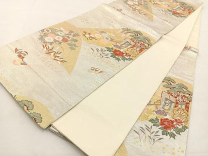 平和屋着物◎六通柄袋帯 唐織 山重秋草小袖 金銀糸 正絹 逸品 BAAT9780hj