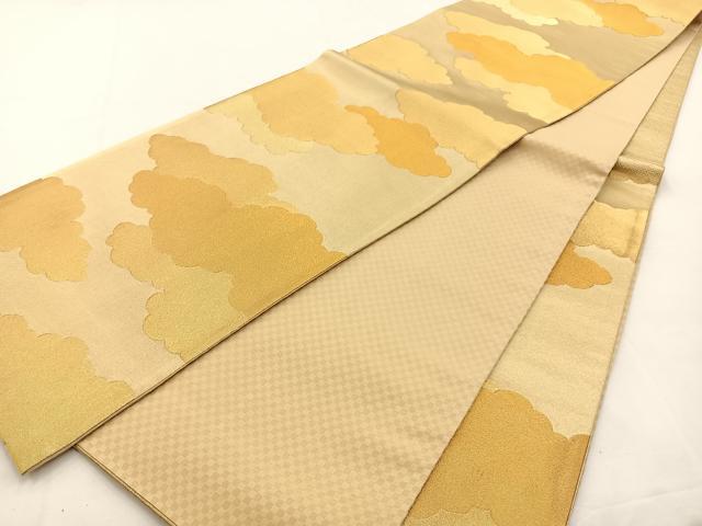 平和屋着物◎六通柄袋帯 雲重ね文 金糸 正絹 逸品 BAAT9783hj