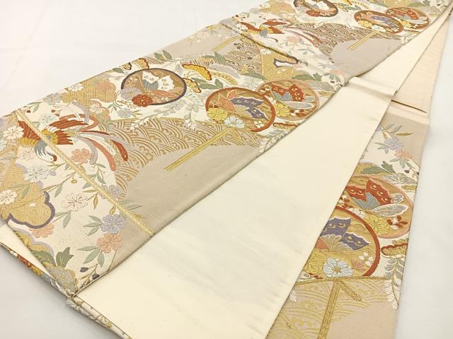 平和屋着物◎六通柄袋帯 唐織 花鳥丸文 金銀糸 正絹 逸品 BAAT9786hj