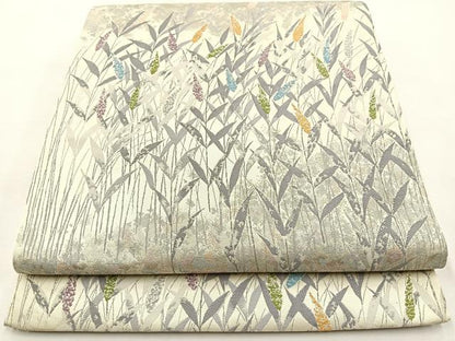 平和屋着物◎六通柄袋帯 水辺 銀糸 正絹 逸品 BAAT9791hj