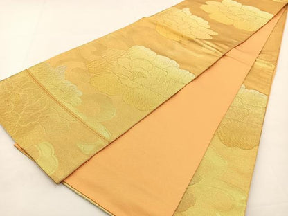 平和屋着物◎六通柄袋帯 花唐草文 金糸 正絹 逸品 BAAT9802hj