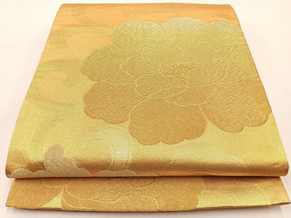 平和屋着物◎六通柄袋帯 花唐草文 金糸 正絹 逸品 BAAT9802hj