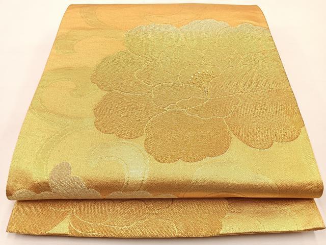 平和屋着物◎六通柄袋帯 花唐草文 金糸 正絹 逸品 BAAT9802hj