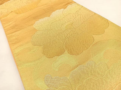 平和屋着物◎六通柄袋帯 花唐草文 金糸 正絹 逸品 BAAT9802hj