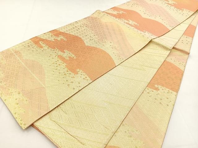 平和屋着物◎佐賀錦 六通柄袋帯 重ね山文 金糸 正絹 逸品 BAAT9850hj