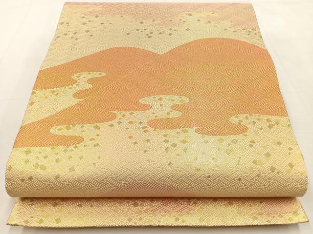 平和屋着物◎佐賀錦 六通柄袋帯 重ね山文 金糸 正絹 逸品 BAAT9850hj