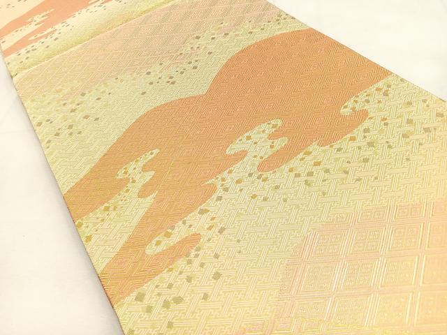 平和屋着物◎佐賀錦 六通柄袋帯 重ね山文 金糸 正絹 逸品 BAAT9850hj