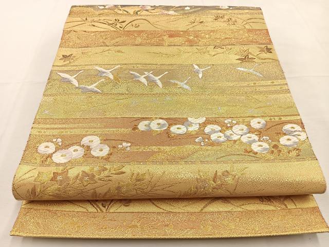平和屋着物◎六通柄袋帯 唐織 瑞祥蒔絵 金銀糸 正絹 逸品 BAAT9863hj