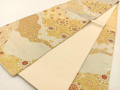 平和屋着物◎六通柄袋帯 金恵裂 正絹 逸品 BAAT9864hj