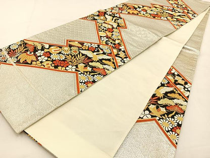 平和屋着物◎六通柄袋帯　唐織　宝尽くし　金銀糸　正絹　逸品　BAAT9884hj