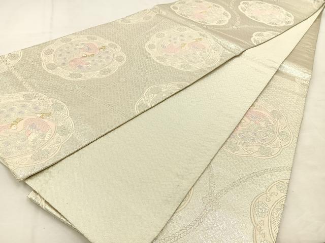 平和屋着物◎佐賀錦　六通柄袋帯　唐織　花鳥文　金銀糸　正絹　逸品　BAAT9990hj