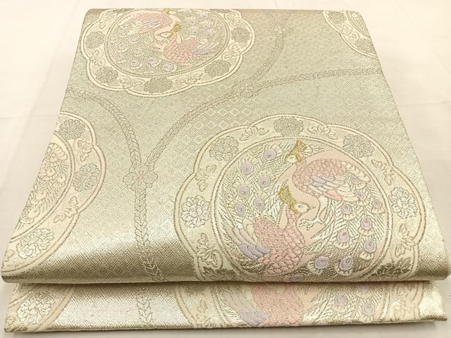 平和屋着物◎佐賀錦　六通柄袋帯　唐織　花鳥文　金銀糸　正絹　逸品　BAAT9990hj