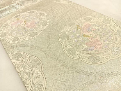 平和屋着物◎佐賀錦　六通柄袋帯　唐織　花鳥文　金銀糸　正絹　逸品　BAAT9990hj