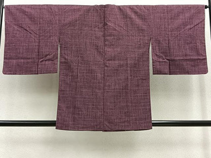 平和屋着物∞道行コート 紬地 格子柄 正絹 逸品 未使用 BAAU0004gt