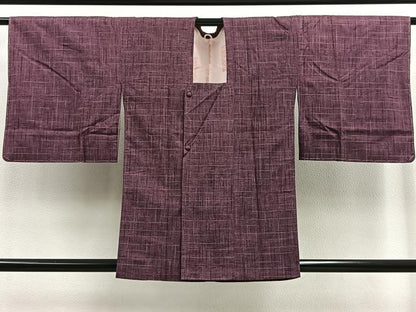 平和屋着物∞道行コート 紬地 格子柄 正絹 逸品 未使用 BAAU0004gt