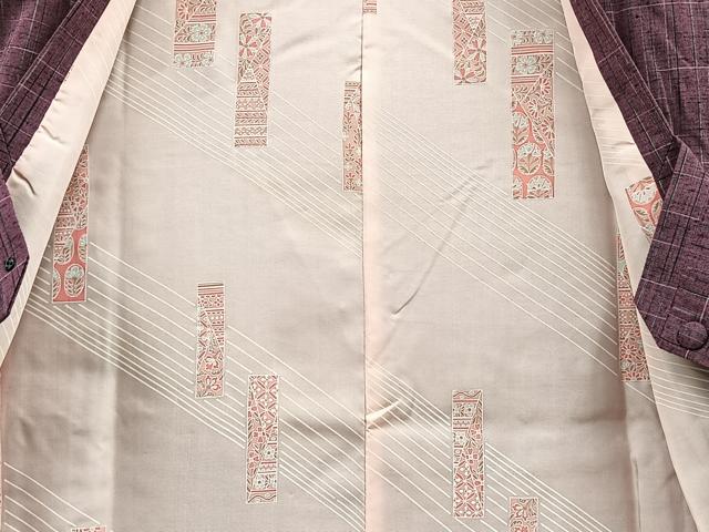 平和屋着物∞道行コート 紬地 格子柄 正絹 逸品 未使用 BAAU0004gt