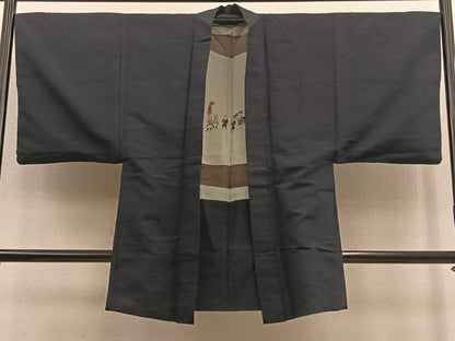 平和屋着物∞男性　長羽織　紬　羊羹色　正絹　逸品　BAAU0010gt