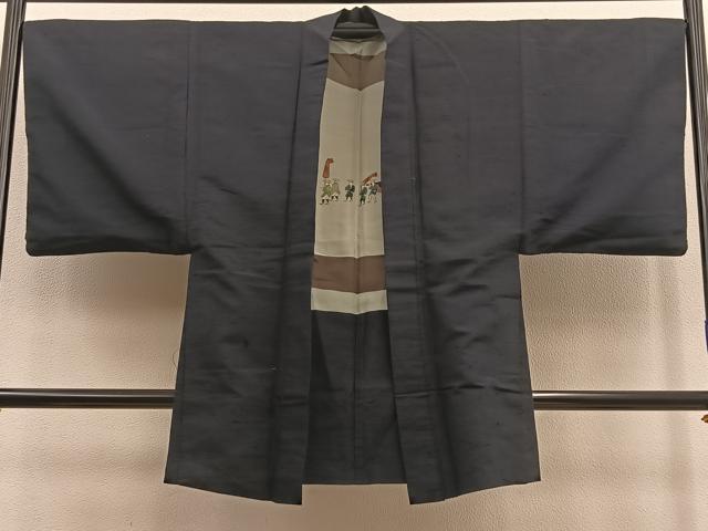 平和屋着物∞男性　長羽織　紬　羊羹色　正絹　逸品　BAAU0010gt